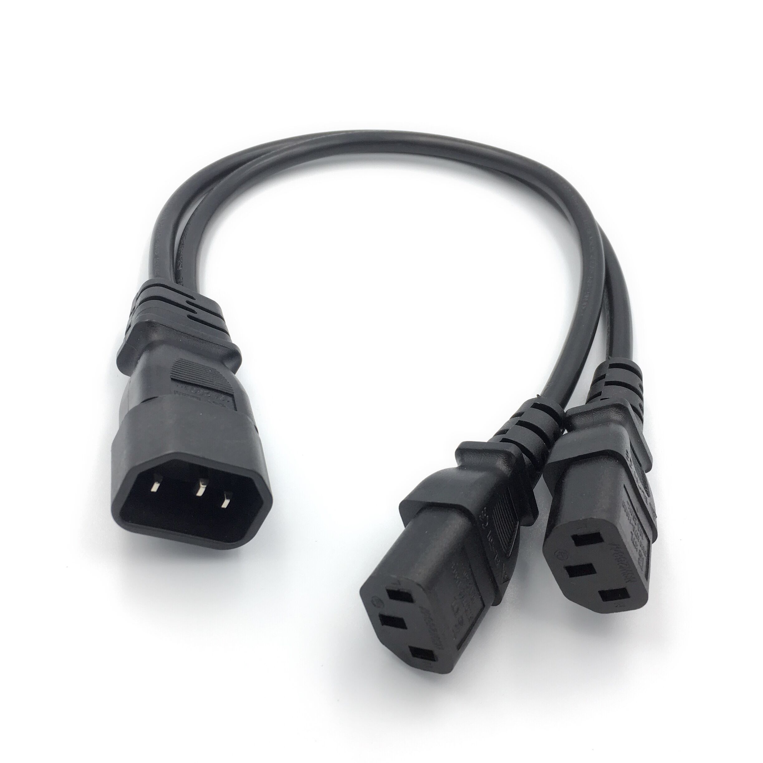 1 stk enkelt  c14 to dobbelt  c13 5-13r kort strøm y type splitter adapter kabel 25cm