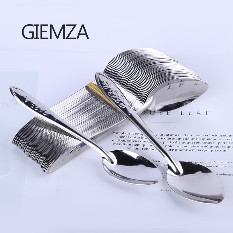 GIEMZA 20/30pcs Presenteren Lepels Rvs Geen Demitasse Wegwerp Lepel Mengen Keuken Gereedschap Metalen Koken Soep Restaurant