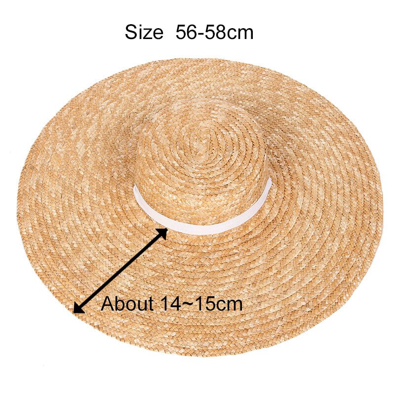 Sombrero de paja de trigo Natural para mujer, sombrero de playa con cinta para el verano del , gorro de playa con visera ancha de 15CM, protección uv para mujer, sombreros de playa para el sol