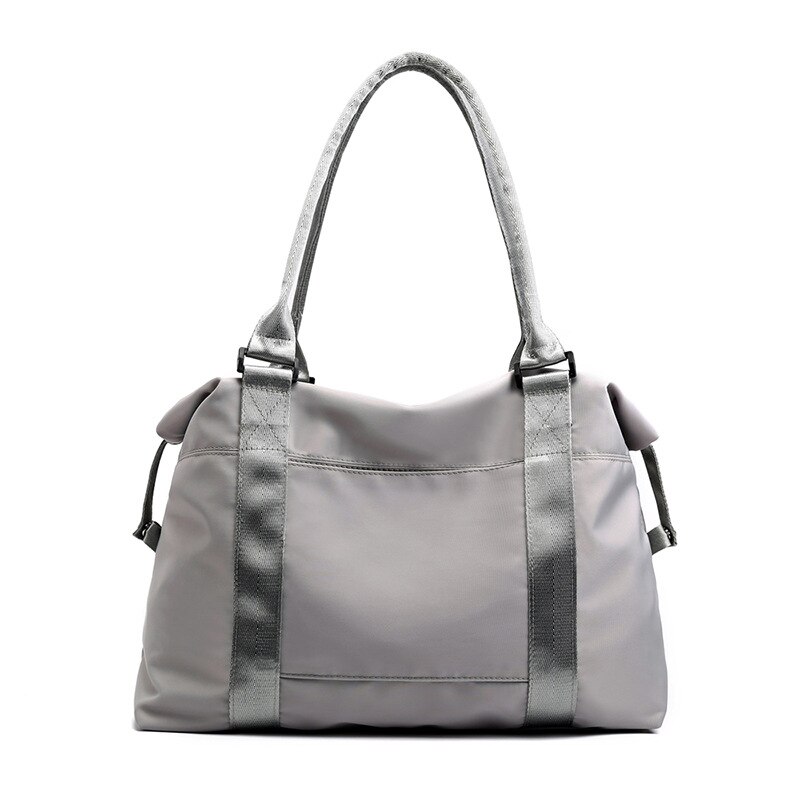 Dames Nylon Grote Capaciteit Tote Bag Vrouwen Effen Kleur Reistas Bolsas De Viaje Mujer Weekendtas: Light Grey