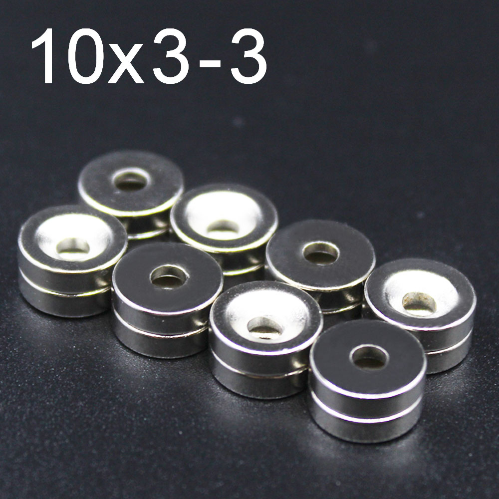 10/20/30/50Pcs 10mm x 3mm Hole: 3mm N35 NdFeB Ring Neodymium Verzonken Magneten 10x3 Super Sterke Zeldzame Aarde Magneet 10*3- 3