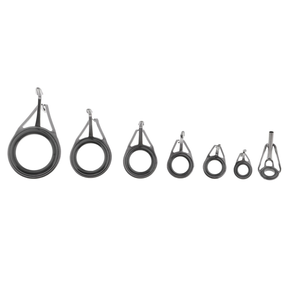 7 stk fiskestang øjne keramiske spinnestang guider line reparation tip top ringe
