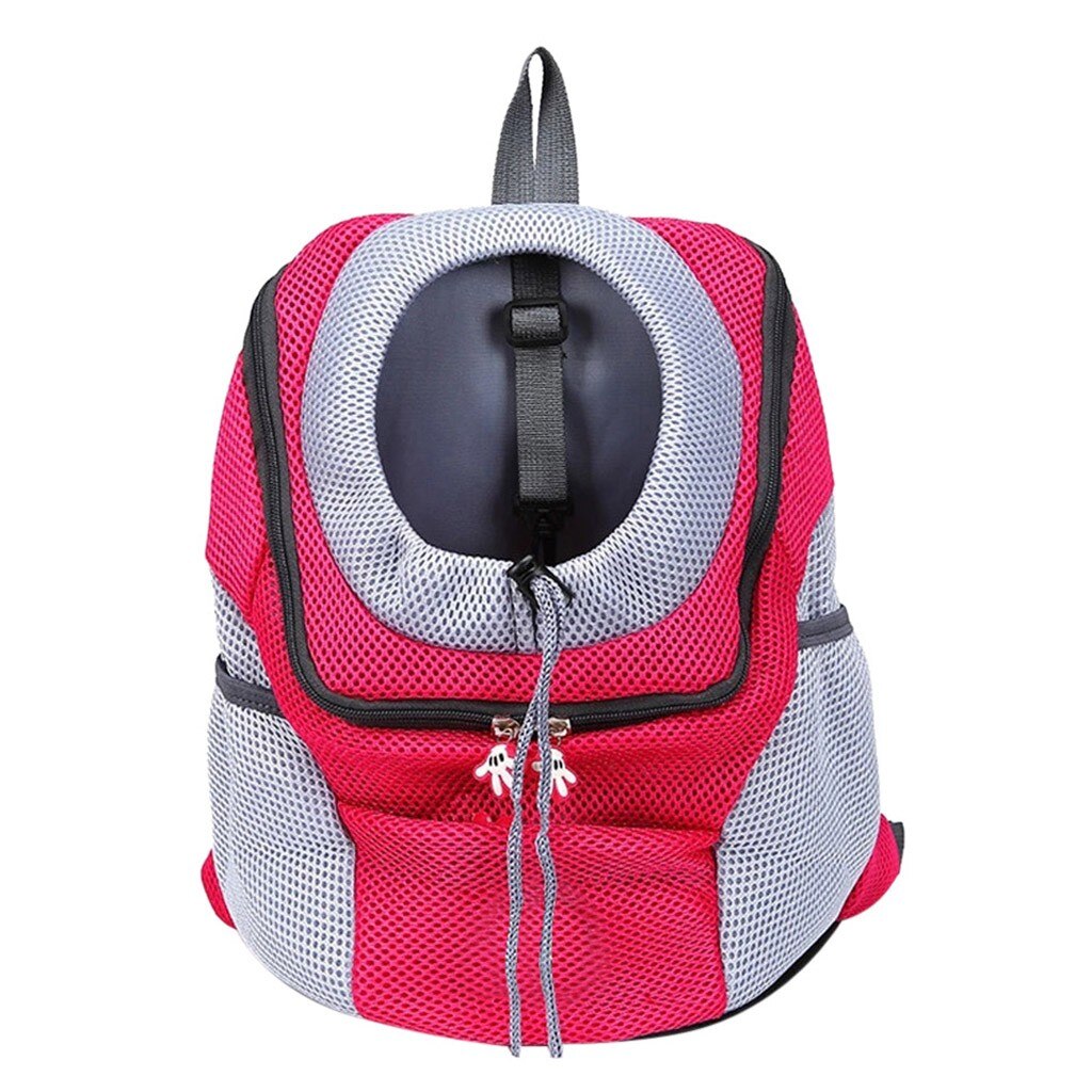 Pet Carrier Dog Outdoor Double Shoulder Travel Bag Portable Mesh Canvas Front Chest Backpack Bag For Puppy Dog Kitten Cat: Hot Pink / XL