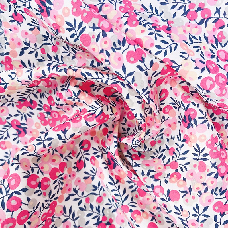 Roze Bessen 80S Tissun Liberty Katoen Voor Kids Baby Naaien Doek Jurken Rok Diy Handgemaakte Patchwork Meter
