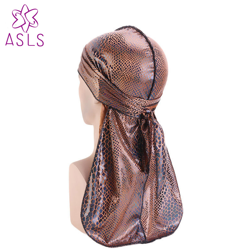 turbante Durag sedoso con estampado de cocodrilo Unisex pelucas Durags Doo Bandanas de abrigo para la cabeza Biker pirata sombrero accesorios para el cabello: Caqui
