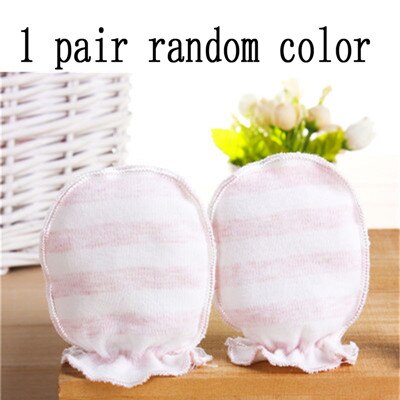 Baby Anti Krabben Handschoenen Pasgeboren Bescherming Gezicht Katoen Scratch Wanten: 1 pair random color