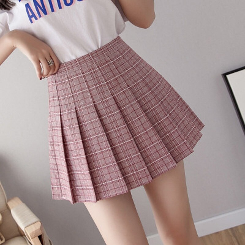 Girls plaid short dress high waist pleated tennis skirt uniform underwear shorts tennis badminton skirt