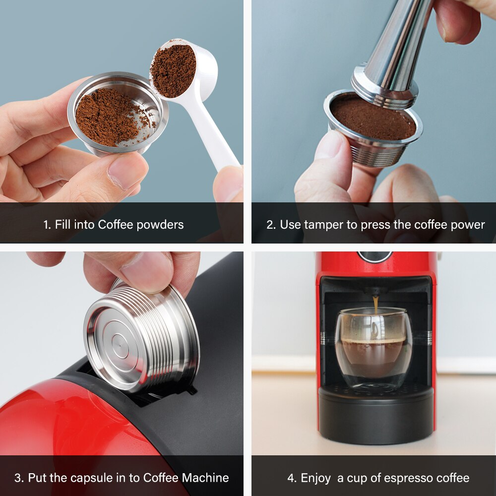 Genanvendelig genopfyldelig kaffekapsel kop til lavazza a modo mio jolie espria idola rustfrit stål metal kaffekapsler kop pod