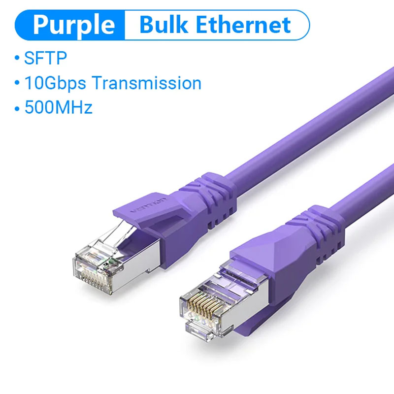 Vention Cat6A Bulk Ethernet Cable 10Gbps SFTP Cat 6A Patch Cord for ADSL PLC Servo Motor Ethernet Swicth PC RJ45 Networking Wire: Lavender / 1.2m