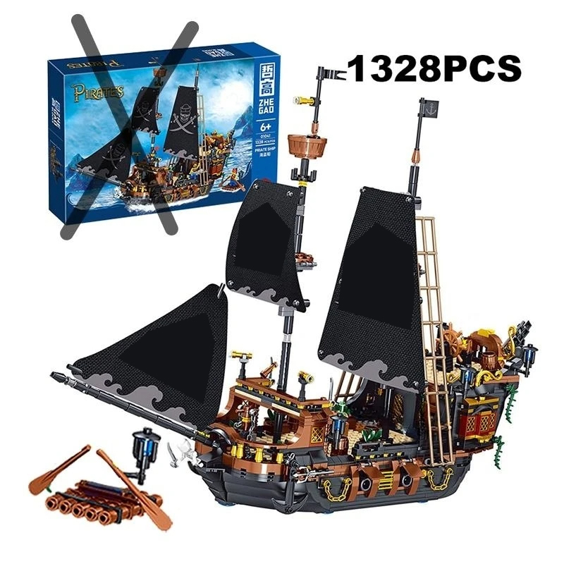 1424Pcs Black Pirates Ship Diy Adventure Pearl Boat Movies Mini Bricks Building Blocks giocattoli modello assemblati regali di natale per bambini: green