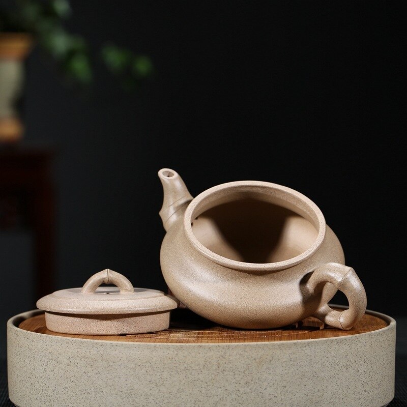 Yixing lila lera tekanna platt bambu kung fu vattenkokare zisha te skickar låda