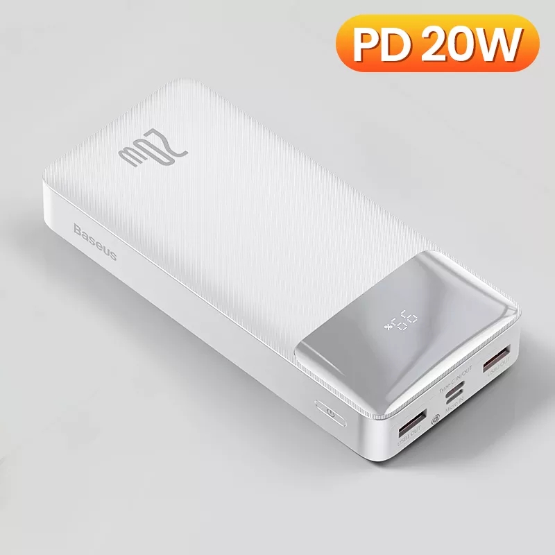 Baseus-cargador portátil de 20000mAh para iPhone, batería externa PD, Cargador rápido, Powerbank para teléfono Xiaomi Poverban: PD 20W white / 10000mAh