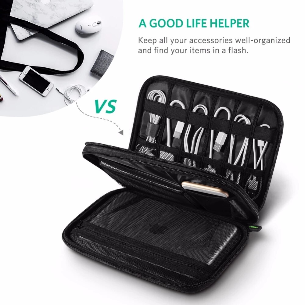 Ugreen harddisk veske power bank veske oppbevaring bæreboks for ipad mini iphone ssd ekstern harddisk disk usb kabel bag
