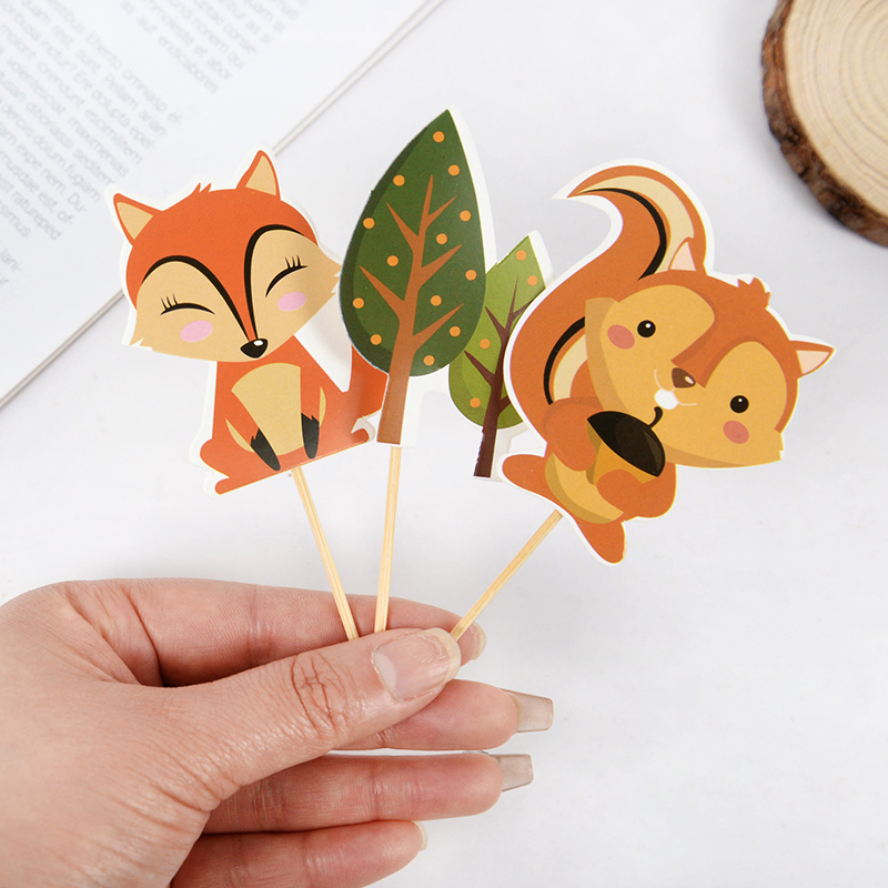 Décoration de gâteau animaux Safari, forêt renard Lion zèbre, décoration de Cupcake pour enfants, outils de décoration de gâteau pour fête de 1er anniversaire