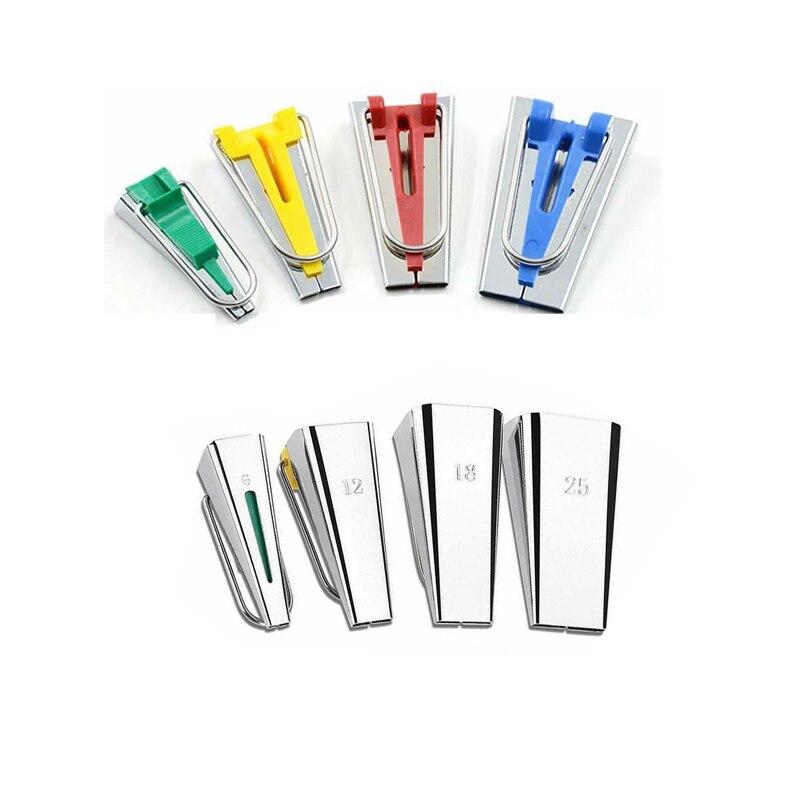 Fabric Bias Binding Tape Maker Kit Binder Foot Wooden Awl Clips Pins Household DIY Sewing Quilting Tool Set
