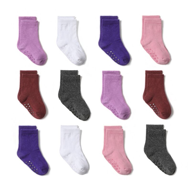 12 Paren/partij Kinderen Anti-Slip Boot Sokken Low Cut Floor Sok Voor Kinderen Sokken 0 Tot 6 Jaar: purple / M 1 to 3 years