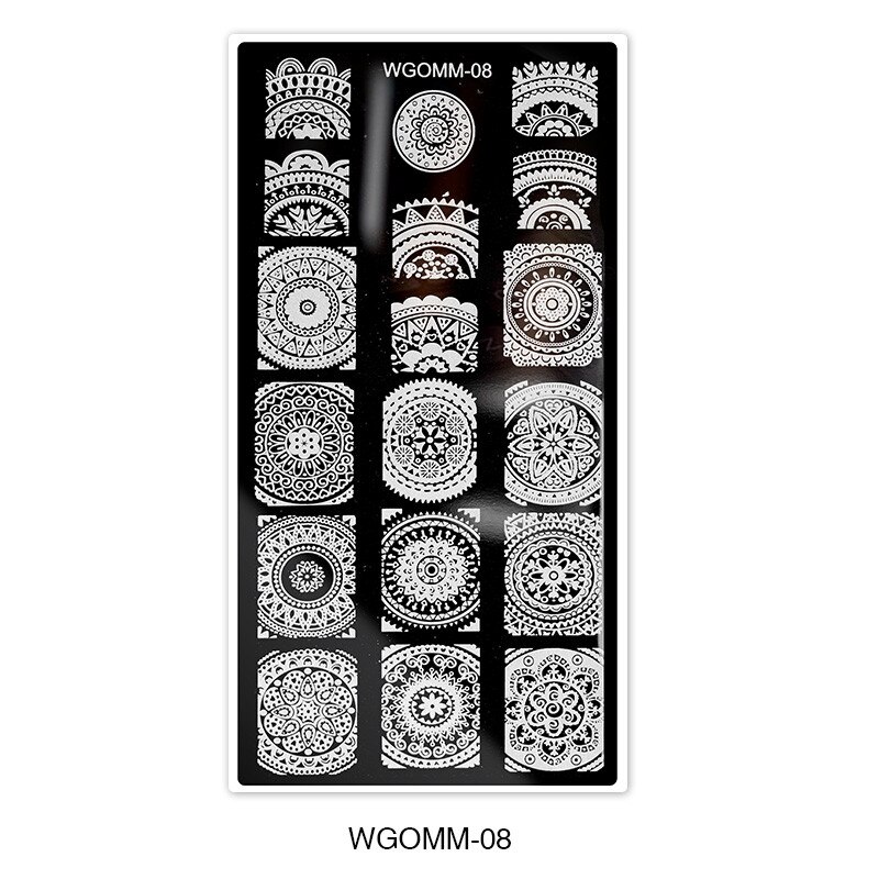 1pc Marmer Rook Mandala Nail Stempelen Platen Stempelen Lijn Bloem Nagels Nail Beelden Blad Manicure Nail Art Set: 8