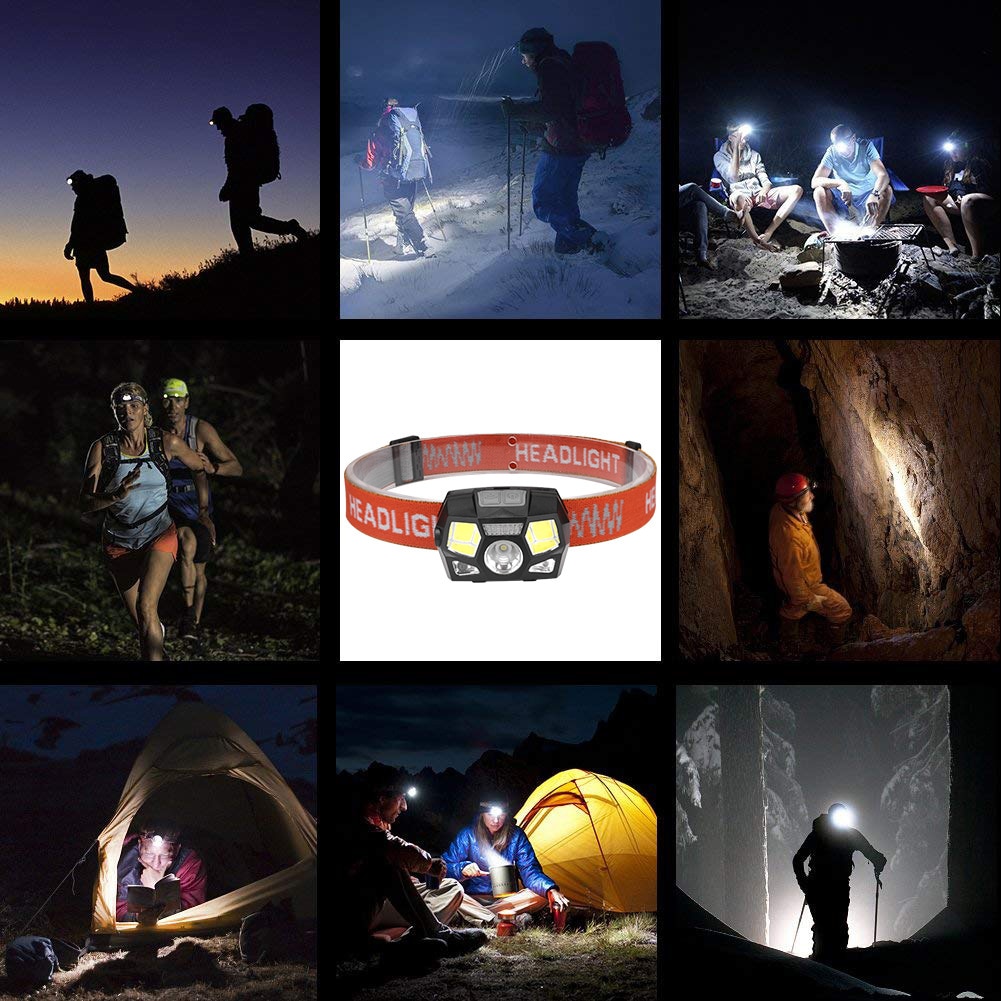Inductive sensor LED Headlamp 6000LM Super bright Built-in Battery USB rechargeable 5Modes LED Headlight for running, fishing