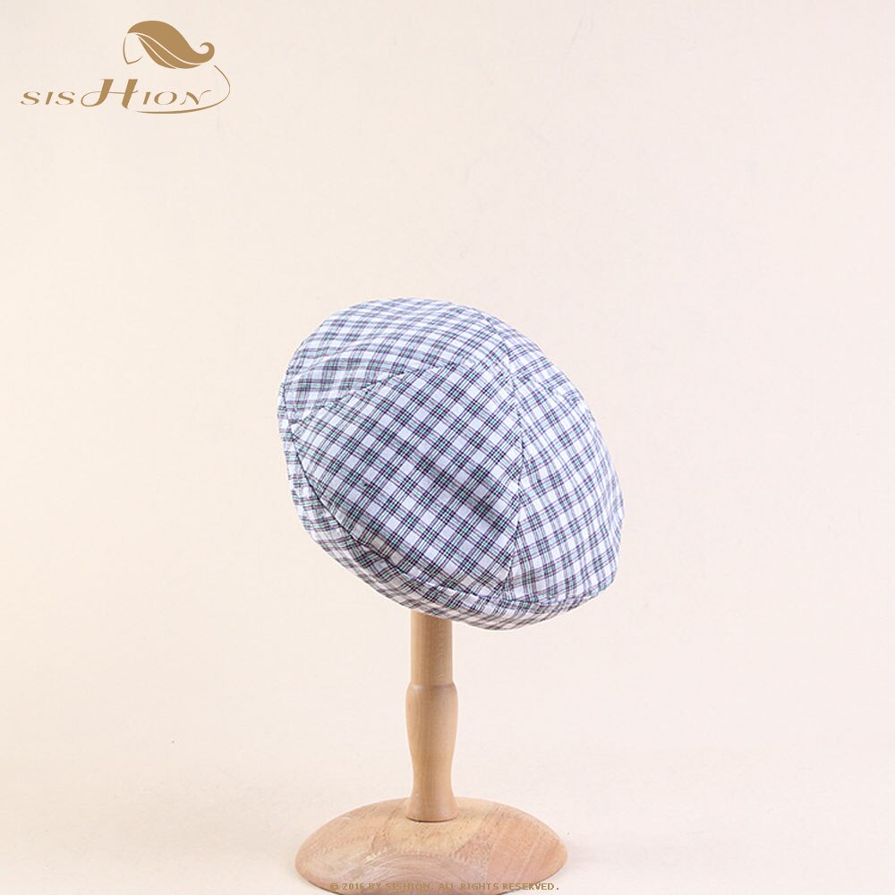 SISHION vintage Retro plaid baretten hoed vrouwelijke Herfst Koreaanse warm winter hoeden baret SP0554: White