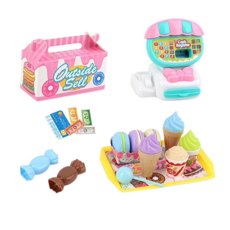 24pz dolce frutta carrello giocattoli mini impostato di giocattoli e 1 pz giocattoli vocali cambia voce altoparlante tre suoni