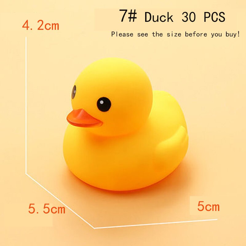 Small Animal Baby Bath Toy Water Squeeze Sounding Dabbling Soft Rubber Duck Kids Duckling Toys for Toddler 3 Years Shower Games: (7Duck) 30 pcs