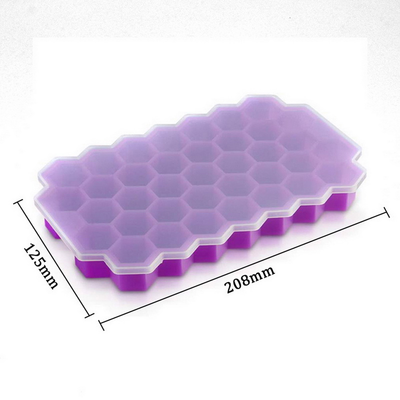 37 Würfel Eis Würfel Schimmel Fach Waben bilden DIY Eis Würfel Hersteller Party Whiskey Cocktail Kaltes Getränk bilden Mit Deckel: Violett