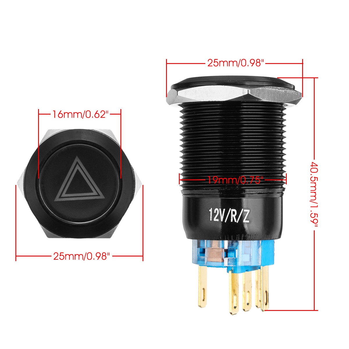 19mm Car LED Push Button Switch 12V Hazard Warning Light Switches Self-lock Momentary Waterproof For Truck Boat
