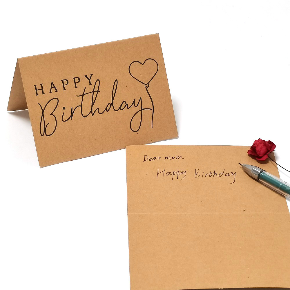 5-10pcs Kraft paper Happy Birthday Card for Note Cards Invitations Blank Inside Mini Greeting Cards Thank You Cards