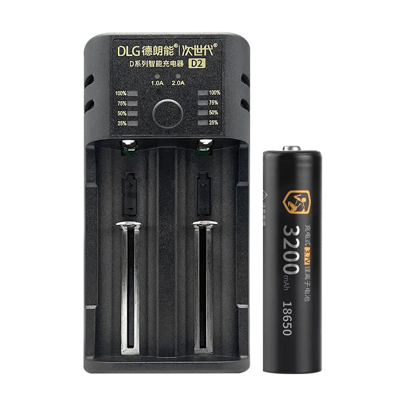 DLGPOWER 18650 battery 3.7V lithium battery 3200mAh Rechargeable Battery for Flashlight Toys Power tools Power bank Portable fan: green