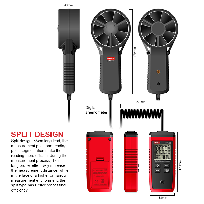 UT363S Split type Digital Anemometer Precise wind ... – Vicedeal