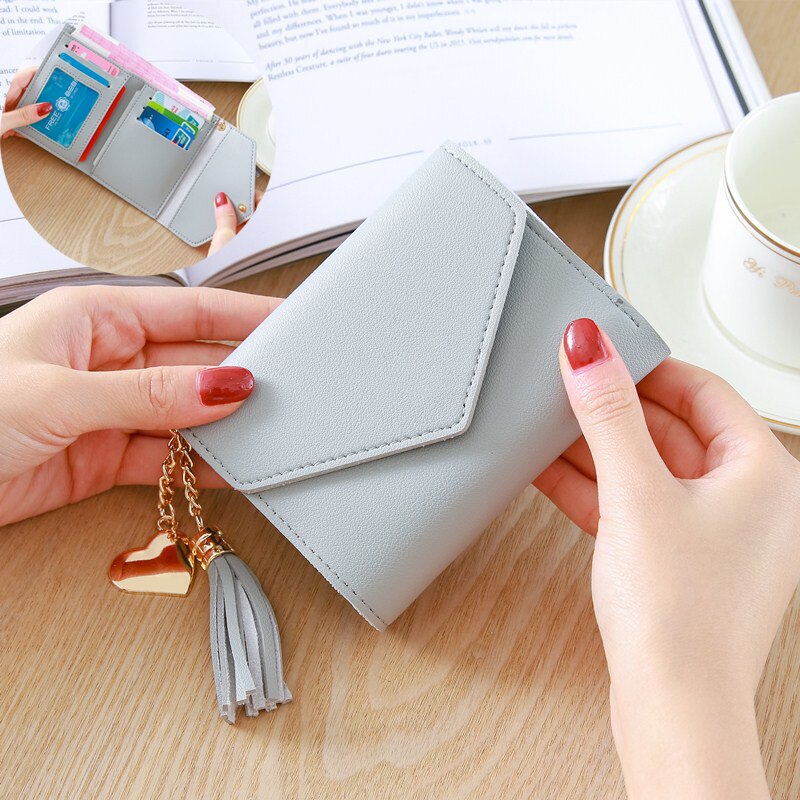 Portefeuille à pompon pour femmes, porte-monnaie tendance, porte-cartes,