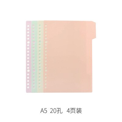 4 Sheets A4 A5 B5 Notebook Page Binder Candy Color PP Loose-leaf Cover Index Divider Separator Notebook Accessories: A5