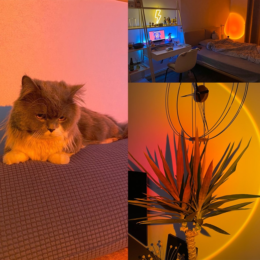 Usb solnedgang lampe solnedgang projektor humør lys stue soverom natt lys rom dekor bar atmosfære fotografi bakgrunn