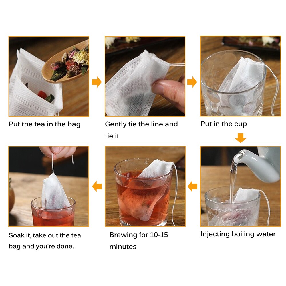 Theezakjes 100 stks/partij Zakken Voor Thee Brouwen 5.5X7 CM Food-Grade Filter Zak Voor Thee Met string Genezen Seal Lege Theezakjes Pakket