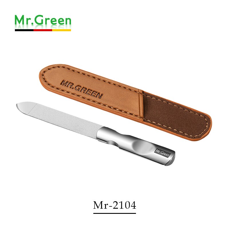 Mr Green Rvs Nagelvijl met Anti-slip Handvat en Leather Case, dubbelzijdig en Bestanden Nagels voor Mannen en Vrouw