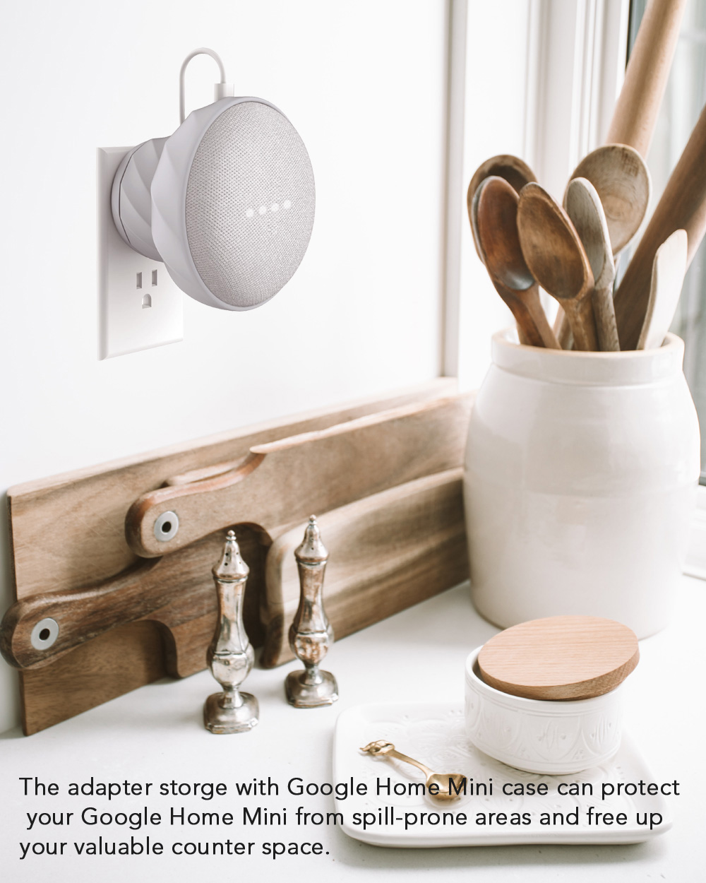 Support de montage mural KIWI pour Google Home Mini, un boîtier en silicone pour accessoires peu encombrant, 2 paquets