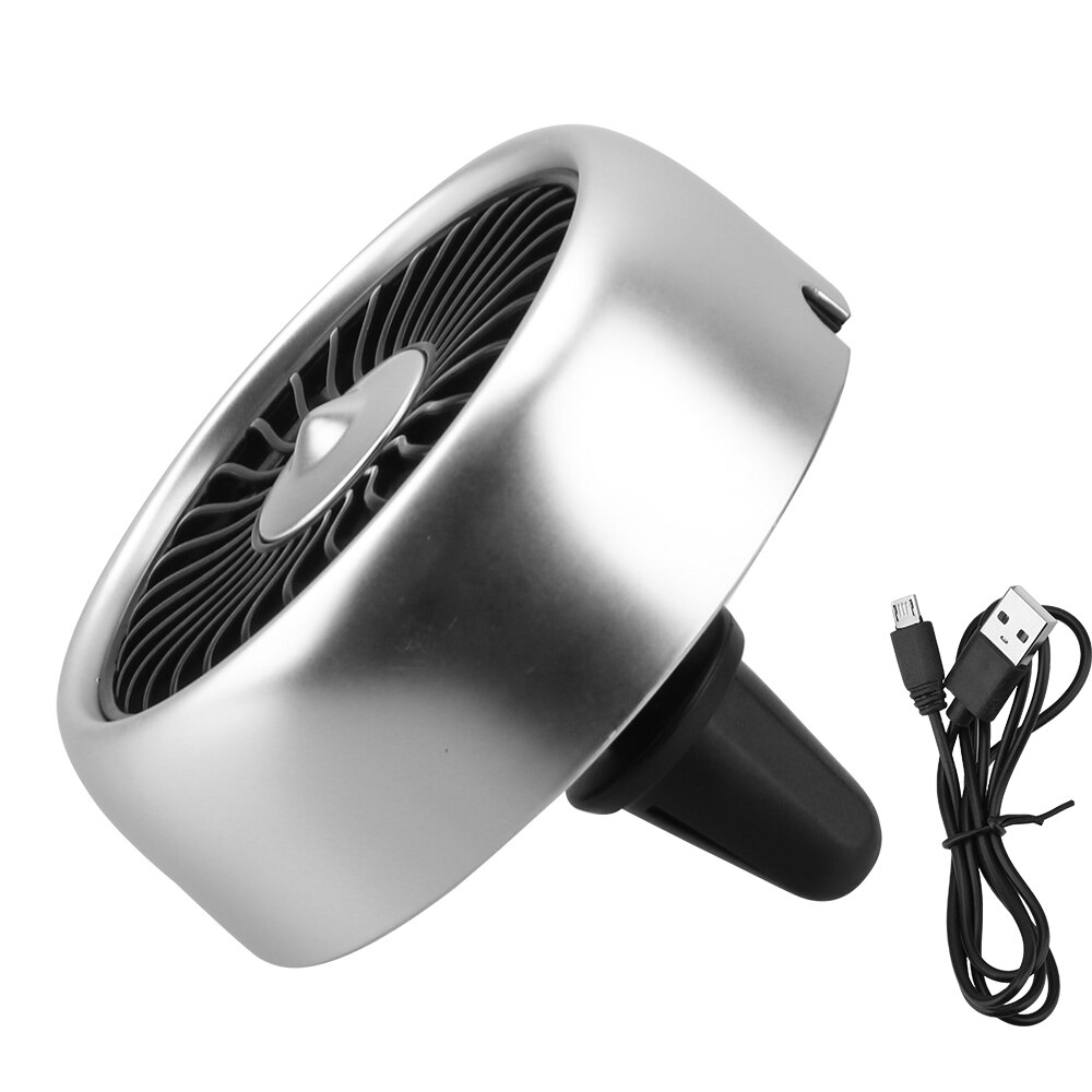 Ventiladores de Interior de coche, Kit de refrigerador de aire de cabina con USB, luz LED ambiental, montaje de salida para salpicadero, camión, remolque, accesorios Automotrices: Air Outlet Silver