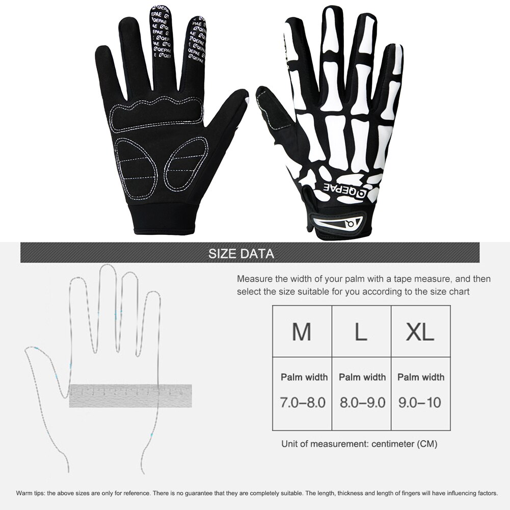Volledige Finger Skull Handschoenen Skelet Patroon Fiets Motorrijden Handschoenen Ademend Antislip Sport Bike Riding Mitten