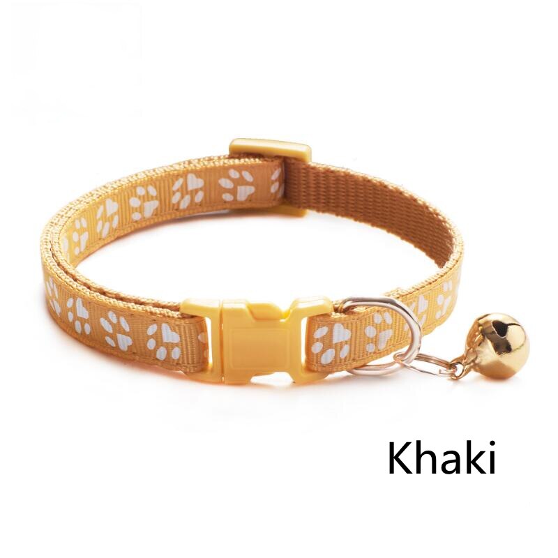 Collier avec clochette pour animal de compagnie,accessoire coloré pour chat, avec boucle réglable, sangle pour chats et petits chiens, Chihuahua: Khaki