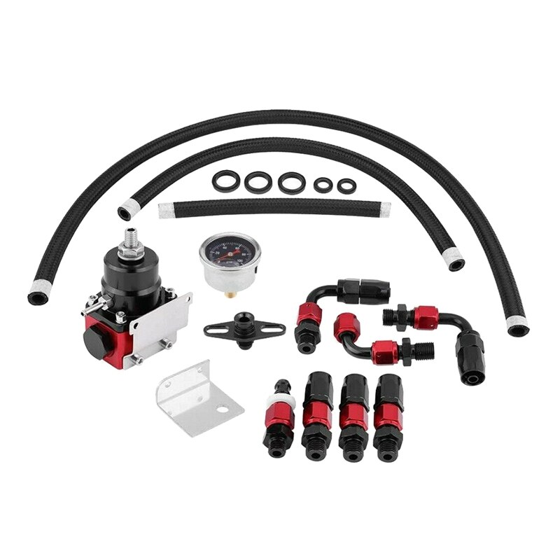 Universal Adjustable Fuel Pressure Regulator Kit with Oil Gauge 0-100 Psi-6AN Fitting End