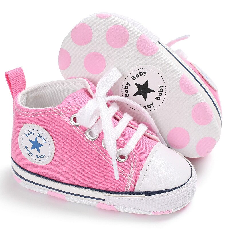 Zapatos de lona para bebé, calzado de lona con cordones para bebé y Niña: Rosa / 13-18 meses
