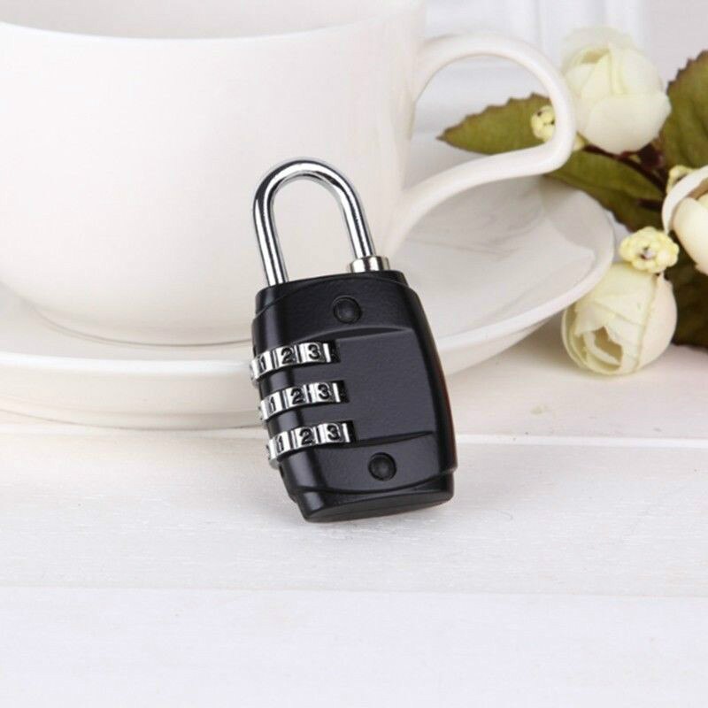 Padlock 3 Dial Digit Password Combination Password Lock Suitcase Luggage Metal Code Lock Mini Coded Keyed Anti-Theft Locks: black