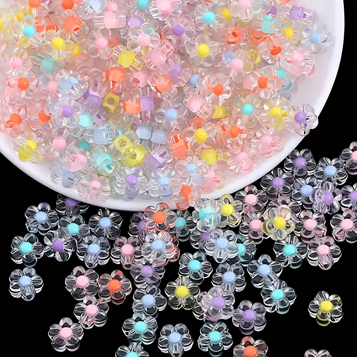 100 Uds. Cuentas acrílicas de girasol de 12mm, cuentas espaciadoras de colores mezclados transparentes mate, pulseras hechas a mano, pendientes, joya de verano