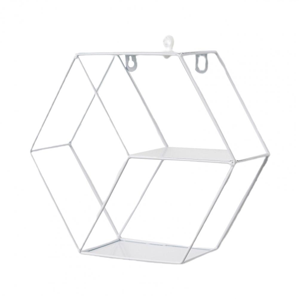Storage Organizer Floating Geometric Figure Smooth Lines Iron Round Shape Storage Rack Home Decorative Shelves: White 1