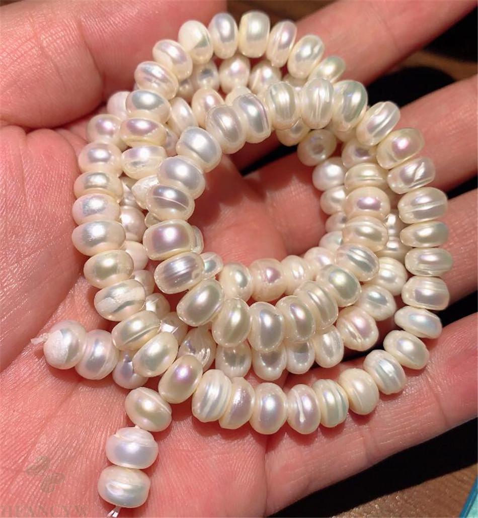 7-8mm Natural Baroque white pear 108 mala Necklace Bracelet Wristband Spirituality Handmade Bless Chic Wrist