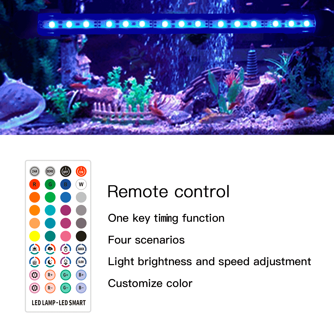 LED Aquarium Lamp For Fish Tank Plant Grow Lights Remote/APP Control Timer Function RGB Lamp For Aquarium LED Lighting 20-60CM