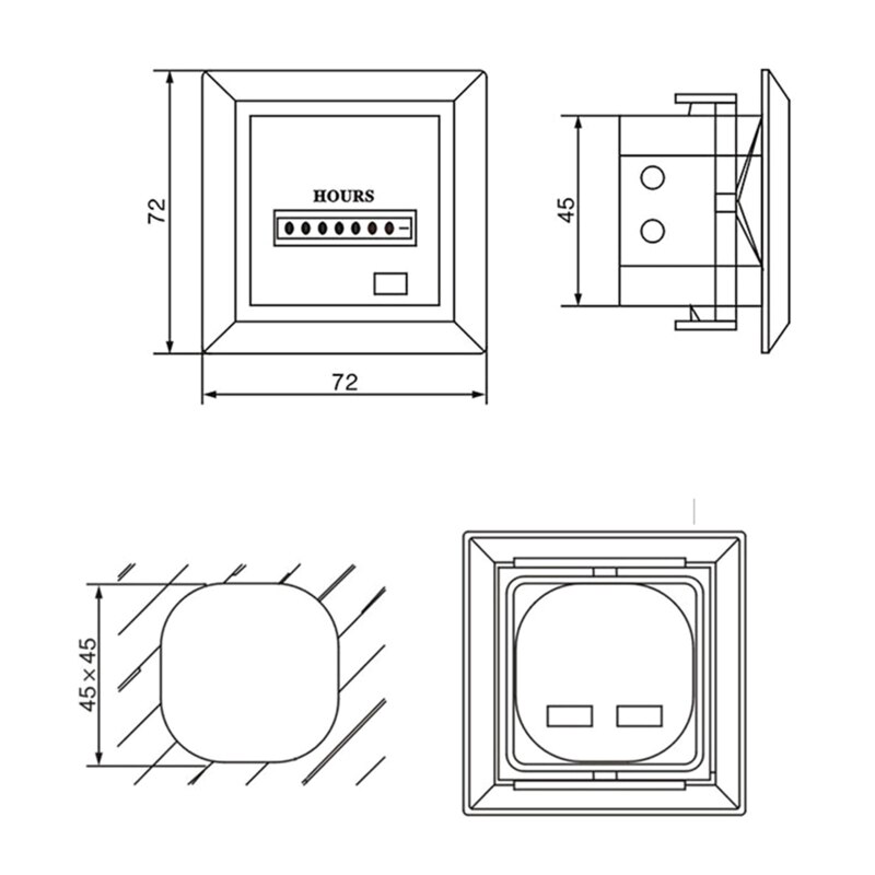 Hour Meter AC220-240V 50/60Hz Hourmeter Mechanical Square Hour Meter Gauge Power consumption 0.3W Used for Industrial 85WC