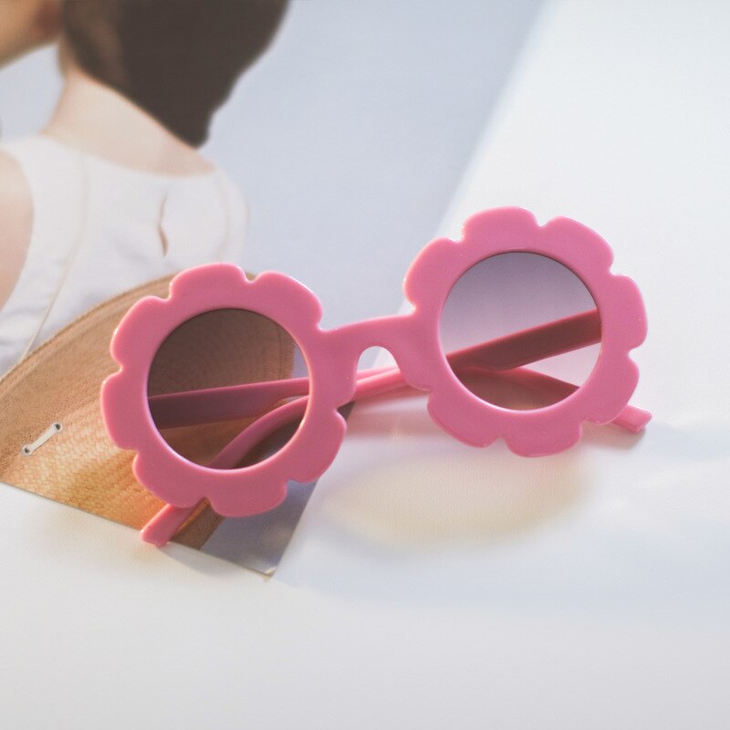 Gafas de sol redondas con flores para niños y niñas, anteojos de sol infantiles de de , de estilo Vintage, con círculo pequeño,: Rosa