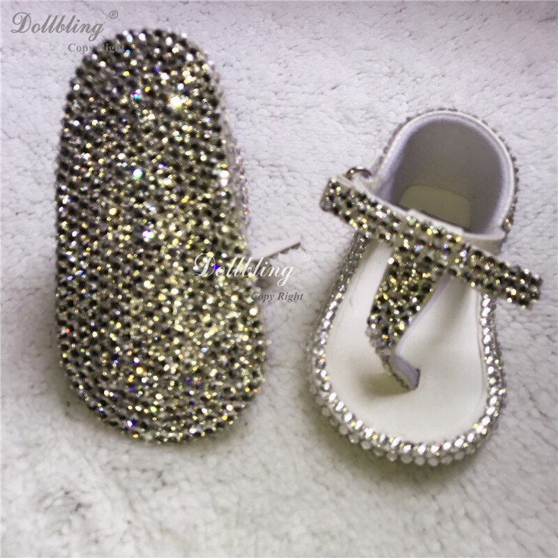 Dollbling Entwickelt Alles Abgedeckt klar DMC Strass Baby Sandale Taufe Frühstück Zu Sandstrand Baby Schuhe Gehen für EINEN