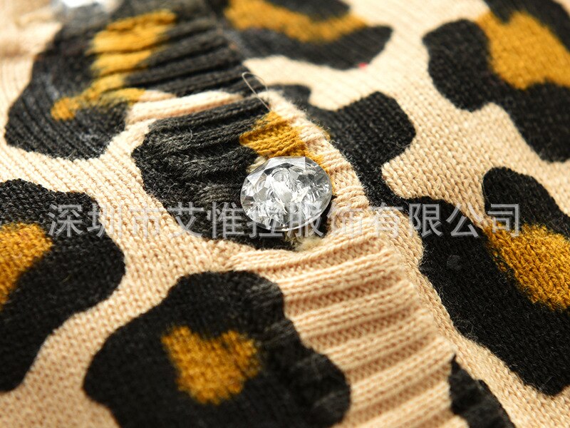 Kinderen kindertrui herfst lente babymeisje vest luipaardprint casual bovenkleding jas kleding 18m-6t